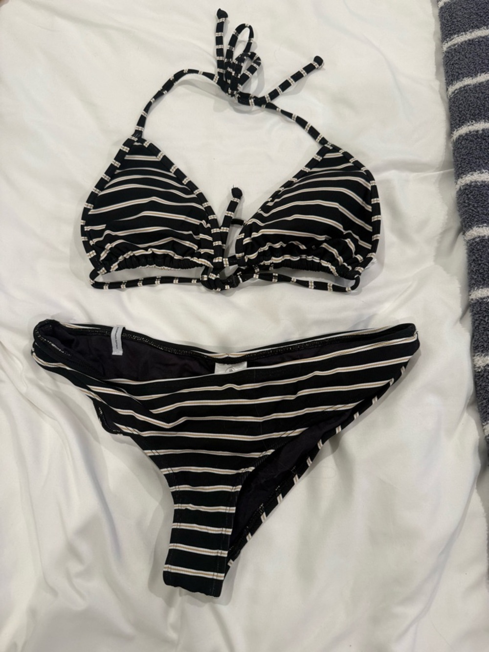 Body glove Black & White Striped Two-Piece Bikini Set